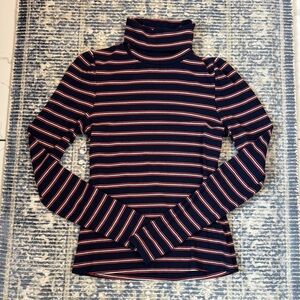 Evereve Navy Striped Turtleneck